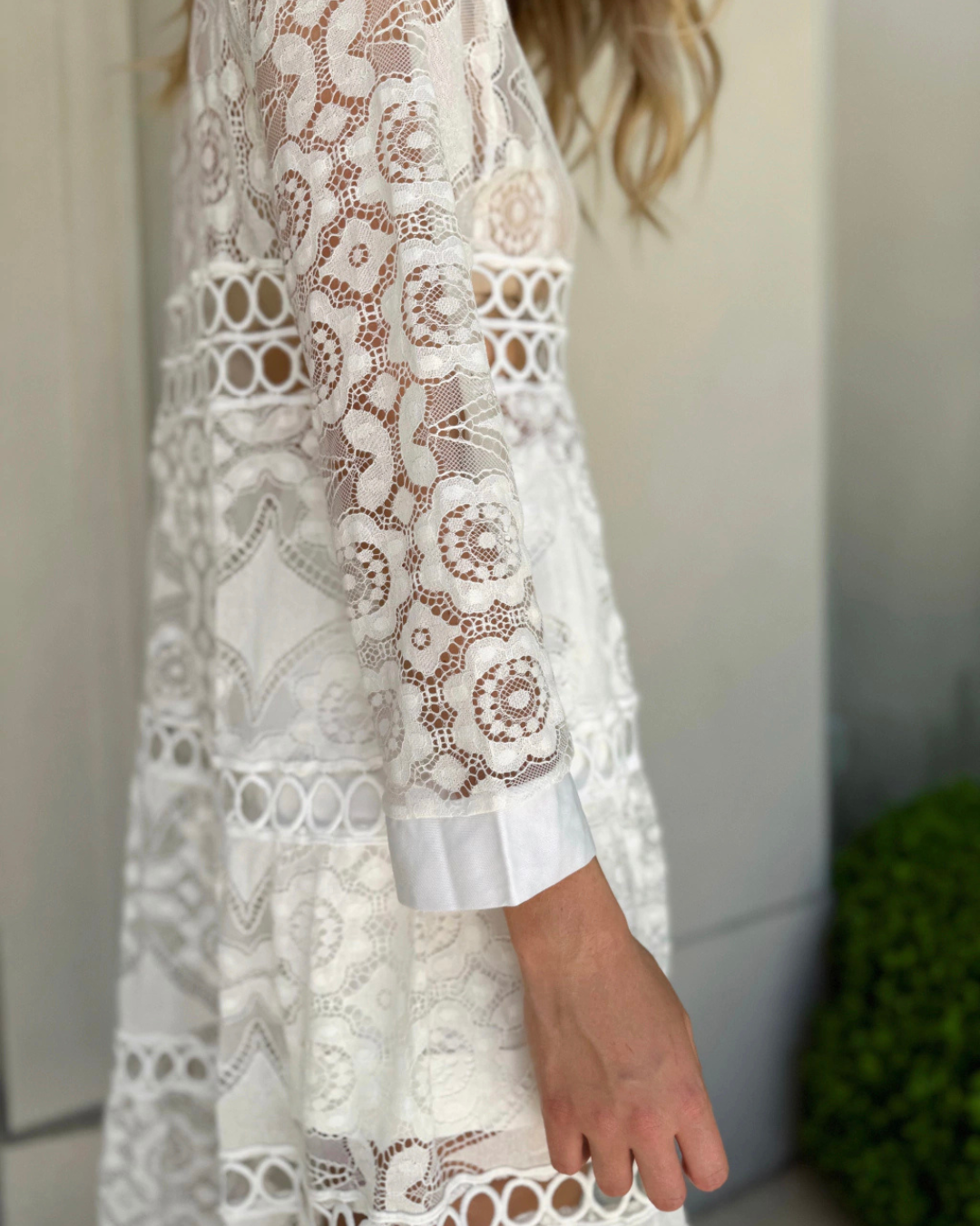 Vestido Camisero Largo de Encaje