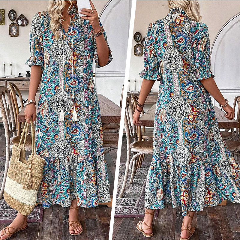 Vestido Elegante Boho con Estampado Floral