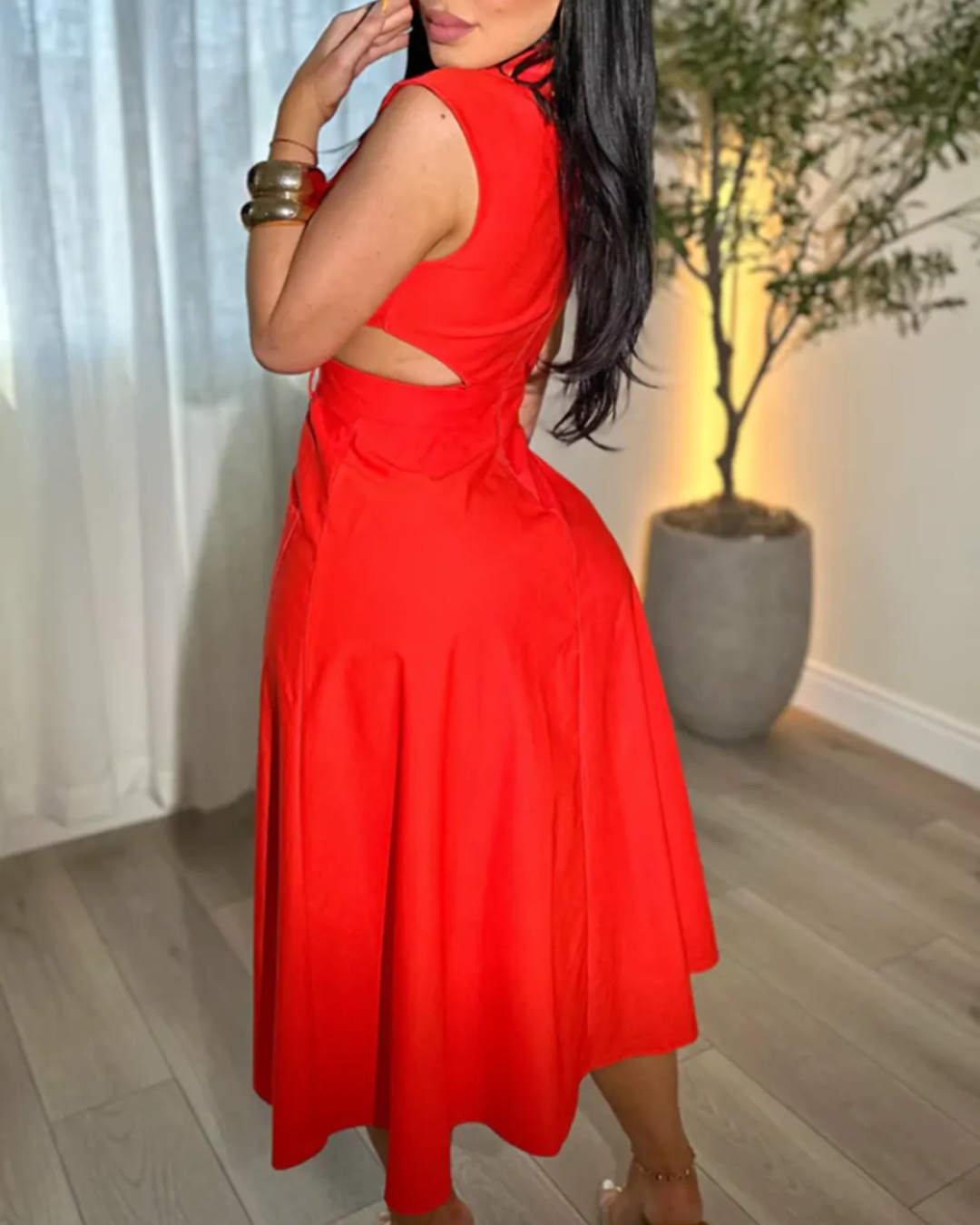 Vestido sin Mangas Tipo Blazer con Cuello en V