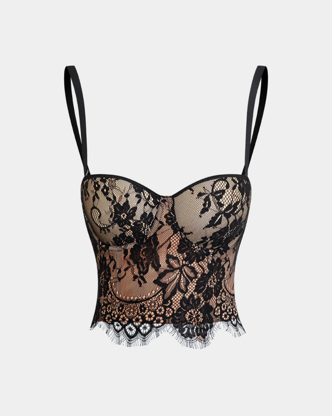 Top Tipo Corset de Encaje Floral