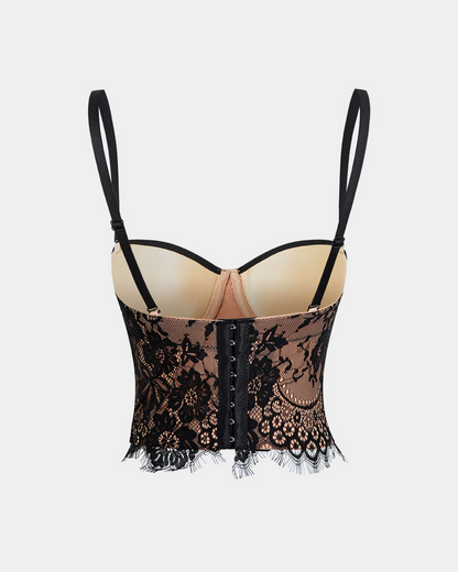 Top Tipo Corset de Encaje Floral