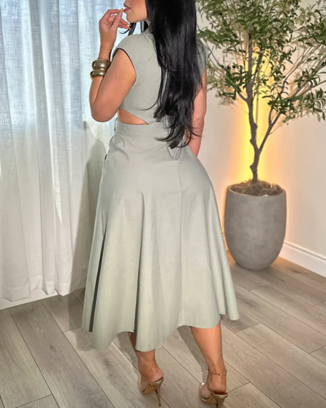 Vestido sin Mangas Tipo Blazer con Cuello en V