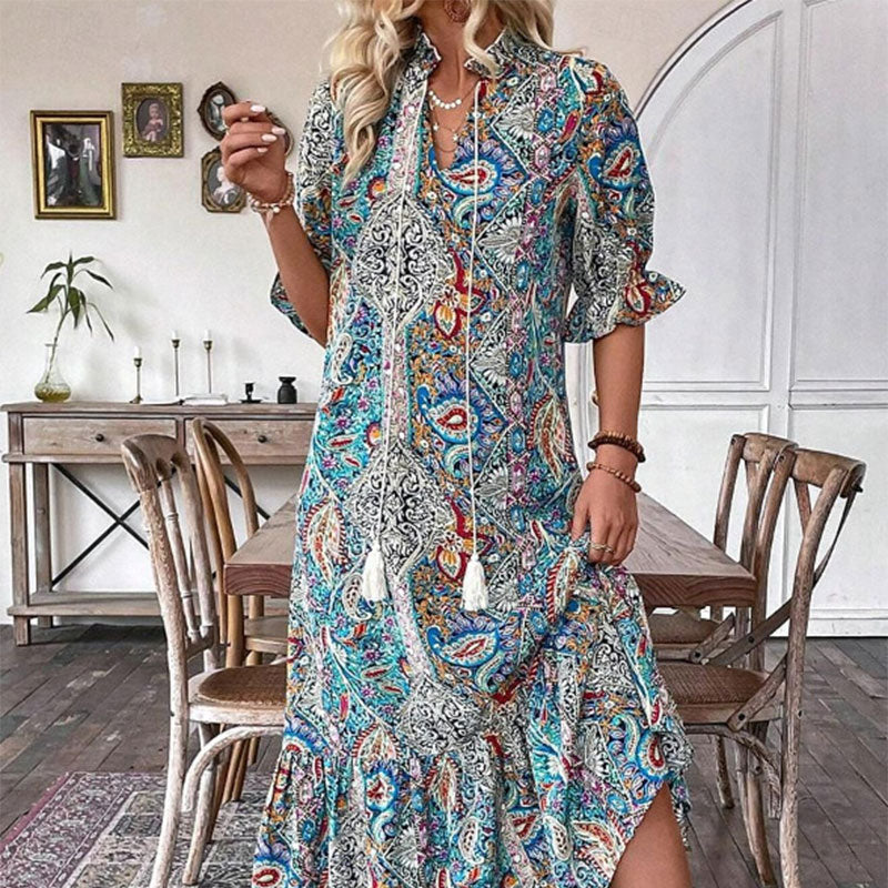Vestido Elegante Boho con Estampado Floral
