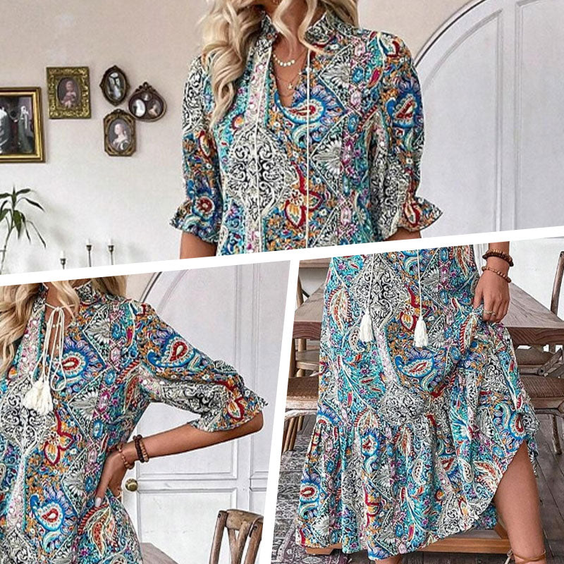 Vestido Elegante Boho con Estampado Floral