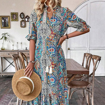Vestido Elegante Boho con Estampado Floral