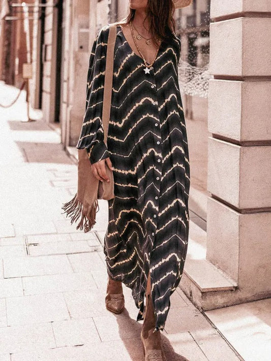 Vestido Bohemio de Rayas y Manga Larga