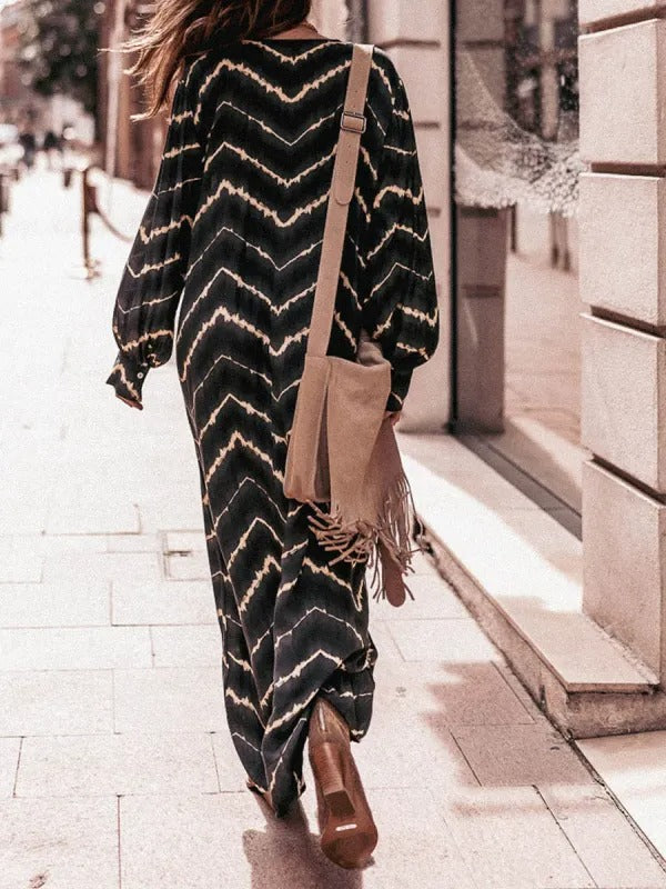 Vestido Bohemio de Rayas y Manga Larga