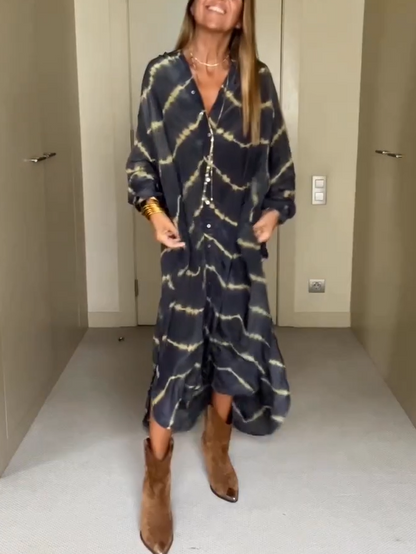 Vestido Bohemio de Rayas y Manga Larga