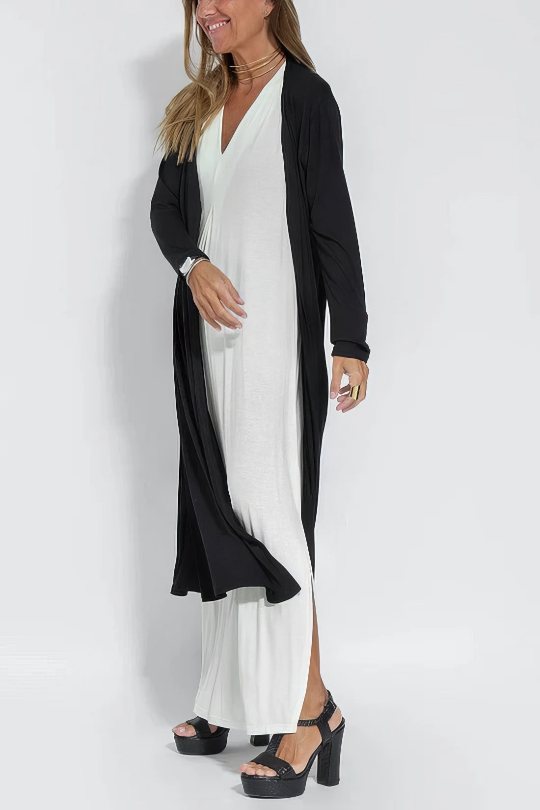 Set de Vestido Largo Elegante con Cárdigan